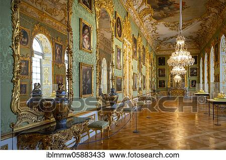 Stock Image - Green Gallery, Reiches Zimmer, Munich Residence, Munich, Upper Bavaria, Bavaria, Germany, Europe. Fotosearch