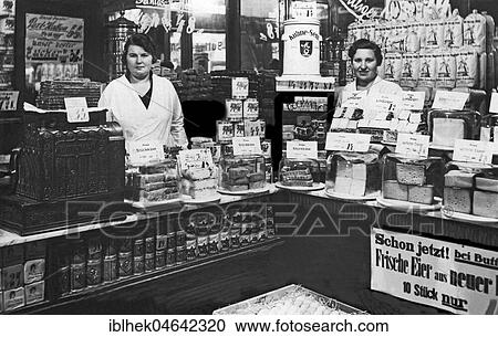 Grocery store, two saleswomen in the Tante Emma Laden, 1920s, Germany, Europe View Large Photo Image Stock Image - Grocery store, two saleswomen in the Tante Emma Laden, 1920s, Germany, Europe. Fotosearch
