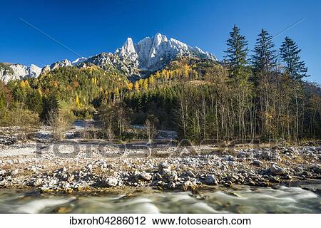 Stock Image - Grosser Odstein im Herbst, vorne der Johnsbach, Nationalpark Gesause, Steiermark, Osterreich, Europa. Fotosearch