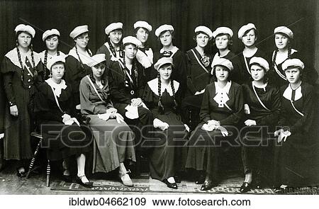 Stock Photo - Group shot, High school graduates, 1935, Karolinengymnasium Rosenheim, Upper Bavaria, Bavaria, Germany, Europe. Fotosearch