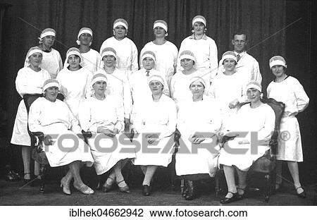 Group shot, Women with hairnets and white coats, kitchen workers, housekeepers, 1920s, Germany, Europe View Large Photo Image Stock Image - Group shot, Women with hairnets and white coats, kitchen workers, housekeepers, 1920s, Germany, Europe. Fotosearch
