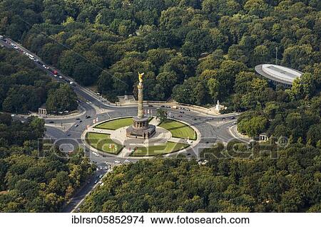 Picture - Großer Stern with the Victory Column and Office of the Federal President in Tiergarten, Berlin, Germany, Europe. Fotosearch