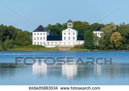 Picture - Gråsten Slot, Gravenstein Castle, summer residence of the Danish Queen Margrete II, Lake Castle, Gråsten, South Jutland, Denmark, Europe. Fotosearch