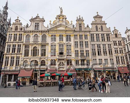 Guildhalls Building at Grote Markt, Brussels, Belgium, Europe View Large Photo Image Stock Photo - Guildhalls Building at Grote Markt, Brussels, Belgium, Europe. Fotosearch