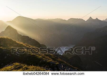 Hagengebirge, rechts Teufelshorner, im Tal der Obersee in Nebel, Berchtesgadener Alpen, Bayern, Deutschland, Europa View Large Photo Image Picture - Hagengebirge, rechts Teufelshorner, im Tal der Obersee in Nebel, Berchtesgadener Alpen, Bayern, Deutschland, Europa. Fotosearch