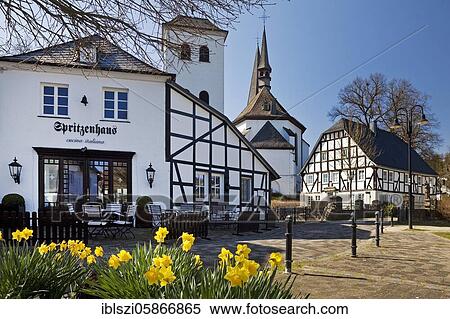 Half-timbered houses around the parish church of St. Peter and Paul in spring, Eslohe, Sauerland, North Rhine-Westphalia, Germany, Europe View Large Photo Image Stock Photography - Half-timbered houses around the parish church of St. Peter and Paul in spring, Eslohe, Sauerland, North Rhine-Westphalia, Germany, Europe. Fotosearch