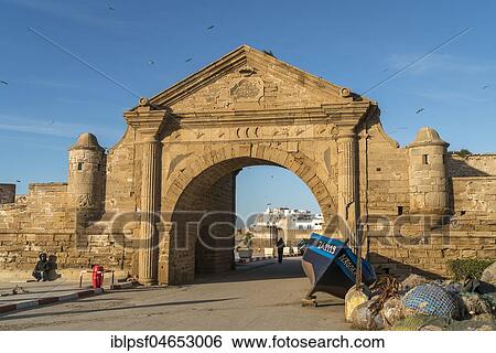 Harbour gate Porte de la Marine, Essaouira, Morocco, Africa View Large Photo Image Stock Photograph - Harbour gate Porte de la Marine, Essaouira, Morocco, Africa. Fotosearch