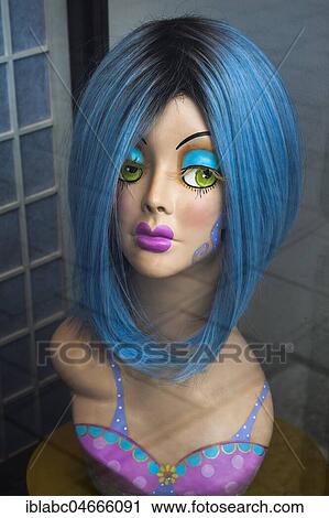 Head of a mannequin with blue wig, Munich, Bavaria, Germany, Europe View Large Photo Image Stock Image - Head of a mannequin with blue wig, Munich, Bavaria, Germany, Europe. Fotosearch