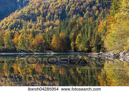 Picture - Herbststimmung am Kleinen Odsee, Totes Gebirge, Almtal, Oberosterreich, Osterreich, Europa. Fotosearch