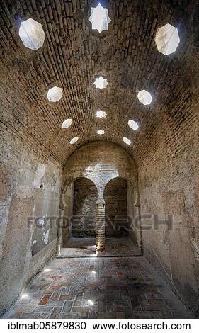 Stock Image - Historic Moorish bath house, Arab baths, El Bañuelo, Granada, Andalusia, Spain, Europe. Fotosearch