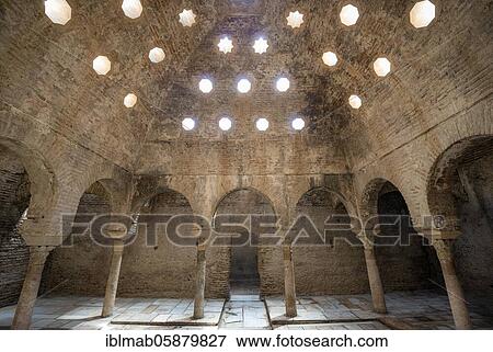 Stock Photo - Historic Moorish bath house, Arab baths, El Bañuelo, Granada, Andalusia, Spain, Europe. Fotosearch