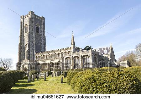 Stock Photo - Historic village parish church of Saint Peter and Saint Paul, Lavenham, Suffolk, England, UK. Fotosearch