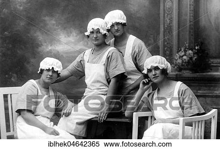Stock Photography - Housekeeping, four housemaids, 1910s, Germany, Europe. Fotosearch