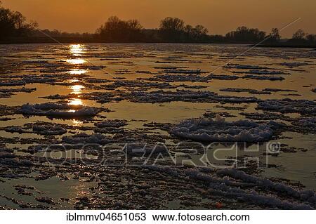 Ice run, small ice floes on the Elbe at sunset, Biosphere Reserve Middle Elbe, Dessau-Roßlau, Saxony-Anhalt, Germany, Europe View Large Photo Image Stock Image - Ice run, small ice floes on the Elbe at sunset, Biosphere Reserve Middle Elbe, Dessau-Roßlau, Saxony-Anhalt, Germany, Europe. Fotosearch