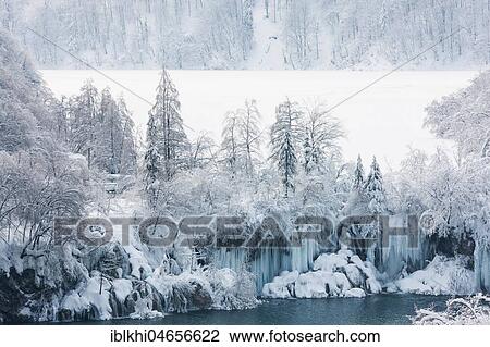 Iced landscape, Frozen waterfall and frozen lake, Plitvice Lakes National Park, Plitvice, Croatia, Europe View Large Photo Image Stock Image - Iced landscape, Frozen waterfall and frozen lake, Plitvice Lakes National Park, Plitvice, Croatia, Europe. Fotosearch