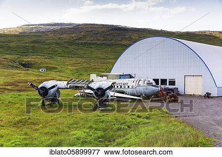 Stock Photo - Icelandic Folk and Aviation Meum (US) Hnjótur, Egill Olafsson UsMeum with aircraft wreck Navy aircraft, Örlygshöfn, Patreksfjörður, Patreksfjördur, Vestfirðir, Westfjords, Iceland, Europe. Fotosearch