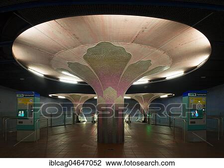 Illuminated column in entrance hall with ticket machine, subway station Westend, Frankfurt am Main, Hesse, Germany, Europe View Large Photo Image Stock Image - Illuminated column in entrance hall with ticket machine, subway station Westend, Frankfurt am Main, Hesse, Germany, Europe. Fotosearch