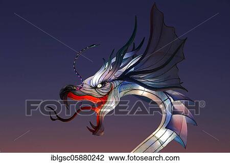 Stock Image - Illuminated dragon figure, Chinese lights event, Montreal, Province of Quebec, Canada, North America. Fotosearch