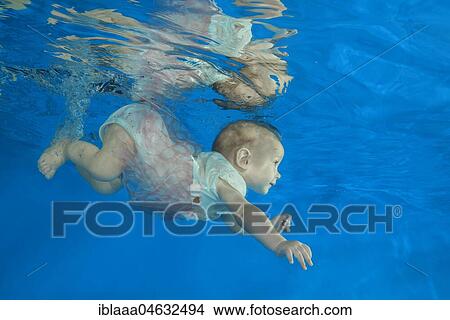 Infant girl dives in a pool View Large Photo Image Picture - Infant girl dives in a pool. Fotosearch