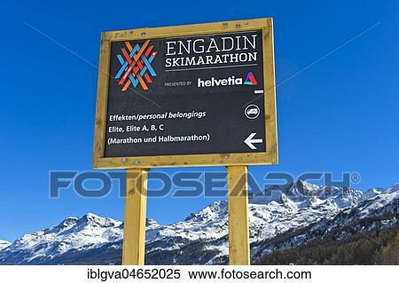 Information sign for the annual sports event Engadin Ski Marathon, Maloja, Engadine, Graubünden, Switzerland, Europe View Large Photo Image Stock Photography - Information sign for the annual sports event Engadin Ski Marathon, Maloja, Engadine, Graubünden, Switzerland, Europe. Fotosearch