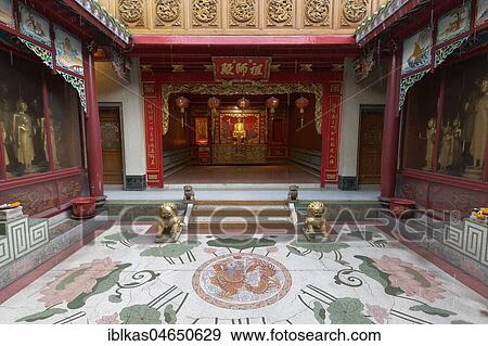 Inner courtyard with floor mosaic, Wat Mangkon Kamalawat, Chinese Buddhist temple, Pom Prap Sattru Phai, Bangkok, Thailand, Asia View Large Photo Image Stock Photo - Inner courtyard with floor mosaic, Wat Mangkon Kamalawat, Chinese Buddhist temple, Pom Prap Sattru Phai, Bangkok, Thailand, Asia. Fotosearch