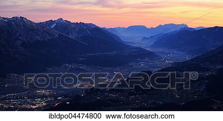 Inntal valley at dawn, seen from Mt Patscherkofel, Tyrol, Austria, Europe View Large Photo Image Stock Image - Inntal valley at dawn, seen from Mt Patscherkofel, Tyrol, Austria, Europe. Fotosearch