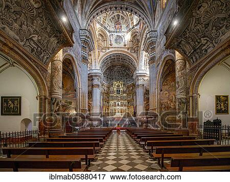 Stock Photo - Interior, ornate ceiling, Renaissance church and monastery, Monasterio de San Jerónimo, Granada, Andalusia, Spain, Europe. Fotosearch