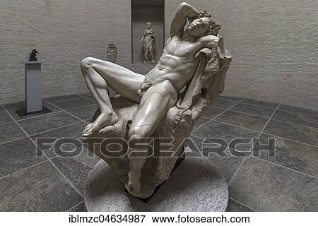 Stock Photo - Interior view, Hall of the Faun with the Barberinic Faun also Barberinic Satyr, Roman sculpture around 220 B. C., glyptotheque, Munich, Upper Bavaria, Germany, Europe. Fotosearch