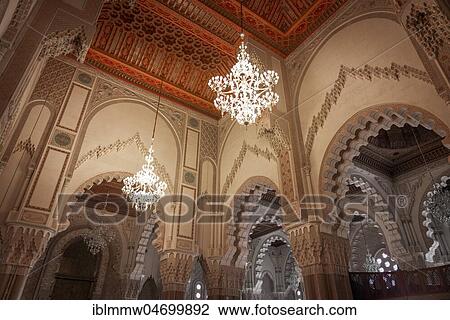 Interior view, Prayer Hall, Hassan II Mosque, Grande Mosquée Hassan II, Moorish Architecture, Casablanca, Morocco, Africa View Large Photo Image Stock Image - Interior view, Prayer Hall, Hassan II Mosque, Grande Mosquée Hassan II, Moorish Architecture, Casablanca, Morocco, Africa. Fotosearch