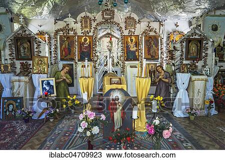 Interior with figures and pictures of saints, chapel East-West Peace Church, also church of father Timofejdas, Oberwiesenfeld, Munich, Upper Bavaria, Bavaria, Germany, Europe View Large Photo Image Stock Image - Interior with figures and pictures of saints, chapel East-West Peace Church, also church of father Timofejdas, Oberwiesenfeld, Munich, Upper Bavaria, Bavaria, Germany, Europe. Fotosearch