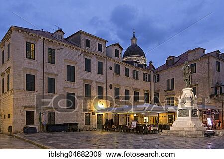Ivan Gundulic Statue, Gundulic Square, Old Town, Dubrovnik, Croatia, Europe View Large Photo Image Stock Photo - Ivan Gundulic Statue, Gundulic Square, Old Town, Dubrovnik, Croatia, Europe. Fotosearch
