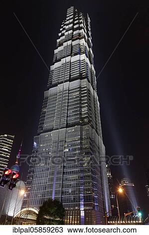 Jin Mao Tower, night scene, Pudong, Shanghai, Shanghai Shi, China, Asia View Large Photo Image Stock Image - Jin Mao Tower, night scene, Pudong, Shanghai, Shanghai Shi, China, Asia. Fotosearch