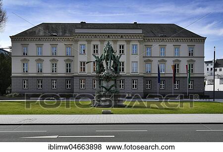 Stock Photo - Kaiser Wilhelm Monument in front of the Ministry of Justice, Martin-Luther-Platz, Düsseldorf, North Rhine-Westphalia, Germany, Europe. Fotosearch