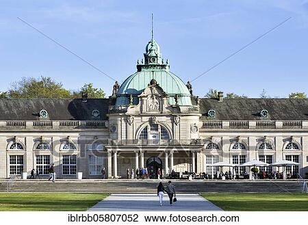 Stock Image - Kaiserpalais, built in 1908 as New spa hotel with reading room, lounges, restaurant, billiard room, concert hall, spa gardens, Bad Oeynhausen, East Westphalia, North Rhine-Westphalia, Germany, Europe. Fotosearch