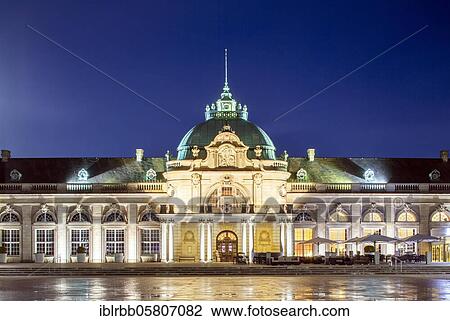 Stock Image - Kaiserpalais, built in 1908 as New spa hotel with reading room, lounges, restaurant, billiard room, concert hall, spa gardens, Bad Oeynhausen, East Westphalia, North Rhine-Westphalia, Germany, Europe. Fotosearch