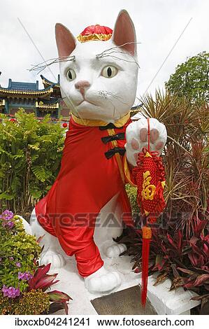 Stock Image - Katzenskulptur, Kuching, Stadt der Katzen, Sarawak, Borneo, Malaysia, Asien. Fotosearch