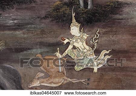 King Rama takes the heart from a killed deer, scene from Ramakia, walls in Wat Phra Kaeo, Ko Ratanakosin, Bangkok, Thailand. View Large Photo Image Stock Photo - King Rama takes the heart from a killed deer, scene from Ramakia, walls in Wat Phra Kaeo, Ko Ratanakosin, Bangkok, Thailand.. Fotosearch