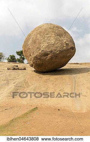 Stock Photo - Krishna's Butter Ball, Mahabalipuram, Tamil Nadu, India, Asia. Fotosearch