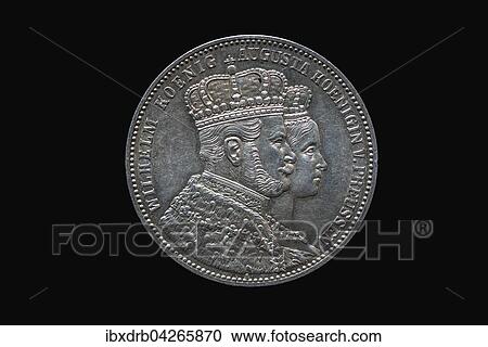 Stock Image - Kronungstaler, 1861, Wilhelm Konig von Preussen, spater Kaiser Wilhelm I., Preussen, Deutscher Bund. Fotosearch