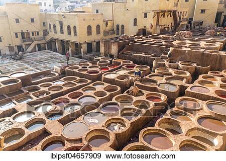 Leather dyeing tanks, dyeing plant, Tannerie Chouara tannery, Fes el Bali tannery and dyeing district, Fez, Morocco, Africa View Large Photo Image Stock Photo - Leather dyeing tanks, dyeing plant, Tannerie Chouara tannery, Fes el Bali tannery and dyeing district, Fez, Morocco, Africa. Fotosearch