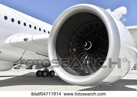 Left engine, turbine wheel, Lufthansa, Airbus, A 350-900, Germany, Europe View Large Photo Image Picture - Left engine, turbine wheel, Lufthansa, Airbus, A 350-900, Germany, Europe. Fotosearch