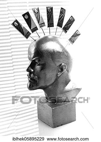 Stock Photo - Lenin as punk, pin-on, sculpture, Berlin, Germany, Europe. Fotosearch