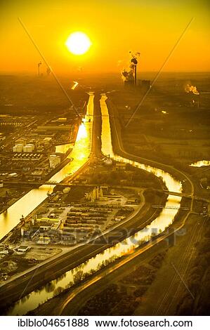 Lippe and Datteln-Hamm canal with port, rear RWE coal-fired power station at sunset, Hamm, North Rhine-Westphalia, Germany, Europe View Large Photo Image Stock Photo - Lippe and Datteln-Hamm canal with port, rear RWE coal-fired power station at sunset, Hamm, North Rhine-Westphalia, Germany, Europe. Fotosearch