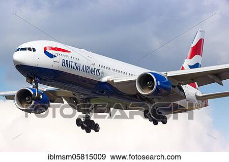 London, 31 July 2018: A British Airways Boeing 777-200ER aircraft with registration mark G-YMMJ will land at Heathrow Airport (LHR) in the United Kingdom, United Kingdom, Europe View Large Photo Image Stock Photo - London, 31 July 2018: A British Airways Boeing 777-200ER aircraft with registration mark G-YMMJ will land at Heathrow Airport (LHR) in the United Kingdom, United Kingdom, Europe. Fotosearch