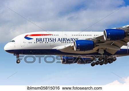 London, 31 July 2018: A British Airways Airbus A380-800 with registration mark G-XLEF lands at Heathrow Airport (LHR) in the United Kingdom, United Kingdom, Europe View Large Photo Image Stock Photograph - London, 31 July 2018: A British Airways Airbus A380-800 with registration mark G-XLEF lands at Heathrow Airport (LHR) in the United Kingdom, United Kingdom, Europe. Fotosearch