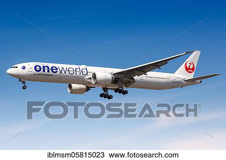 London, August 1, 2018: A Boeing 777-300ER aircraft of Japan Airlines JAL with the registration JA732J in the OneWorld special livery lands at Heathrow Airport (LHR) in the United Kingdom, United Kingdom, Europe View Large Photo Image Stock Image - London, August 1, 2018: A Boeing 777-300ER aircraft of Japan Airlines JAL with the registration JA732J in the OneWorld special livery lands at Heathrow Airport (LHR) in the United Kingdom, United Kingdom, Europe. Fotosearch