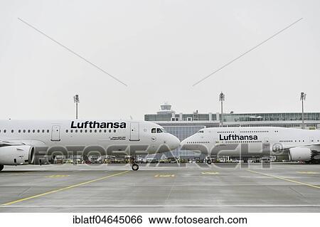 Lufthansa New Livery, New Lufthansa Branding, Boeing B747-800 and Airbus A321, Munich Airport, Upper Bavaria, Germany, Europe View Large Photo Image Stock Photograph - Lufthansa New Livery, New Lufthansa Branding, Boeing B747-800 and Airbus A321, Munich Airport, Upper Bavaria, Germany, Europe. Fotosearch