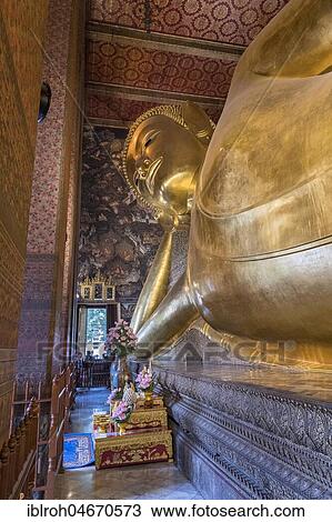 Lying Buddha, gold-plated statue, Wat Pho, Bangkok, Thailand, Asia View Large Photo Image Stock Image - Lying Buddha, gold-plated statue, Wat Pho, Bangkok, Thailand, Asia. Fotosearch