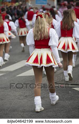 Stock Photo - Majorette, Carnival Monday procession, Cologne, North Rhine-Westphalia, Germany, Europe. Fotosearch