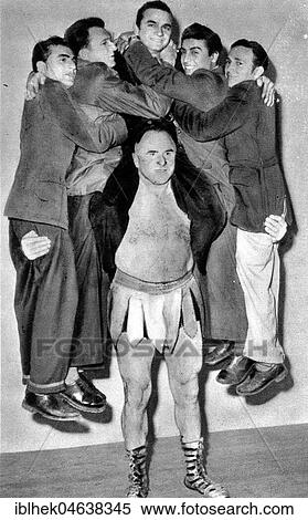 Stock Photography - Man carries five men, ca. 1940, 1940s, exact place unknown, Germany, Europe. Fotosearch
